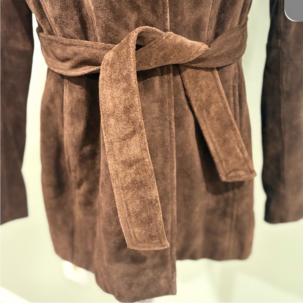 Reaction Kenneth Cole Dark Brown Suede Trench Coat - Picture 7 of 12
